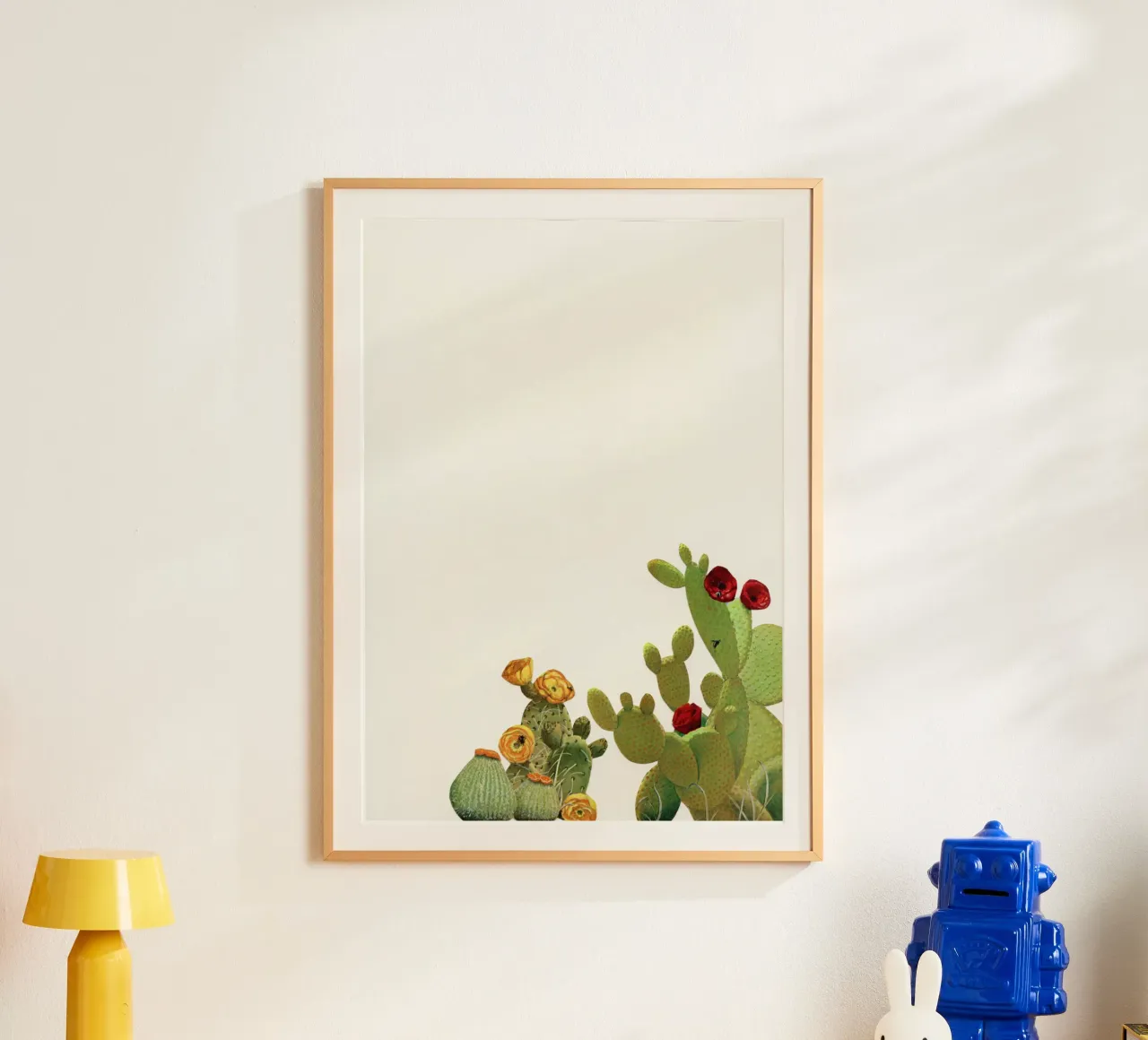 Giardino dei cactus II poster con telaio in plastica da Cassia Beck Collage