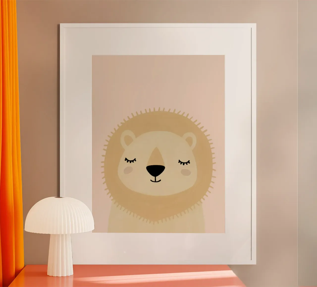 Poster del leone, vivaio Safari, stampa animale poster con telaio in alluminio da Little Lola