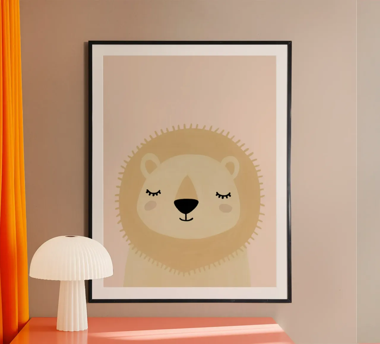 Poster del leone, vivaio Safari, stampa animale poster con telaio in alluminio da Little Lola