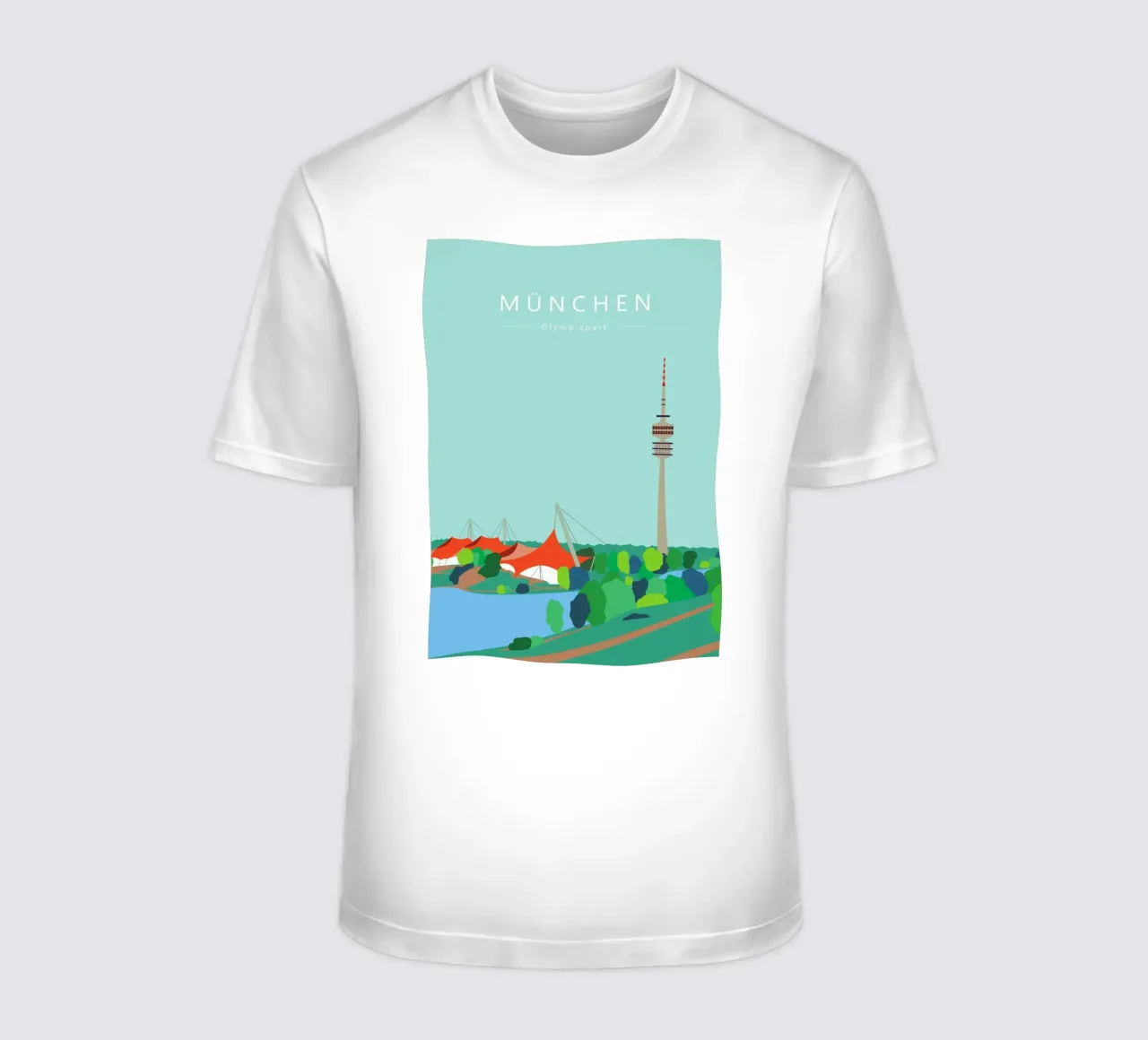 München, Olympiapark mit Olympiaturm, Bayern t-shirt da Taimanta