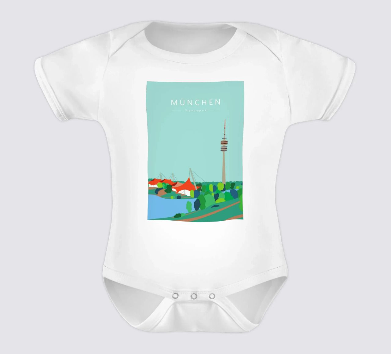 München, Olympiapark mit Olympiaturm, Bayern Kurzarm Babybody von Taimanta