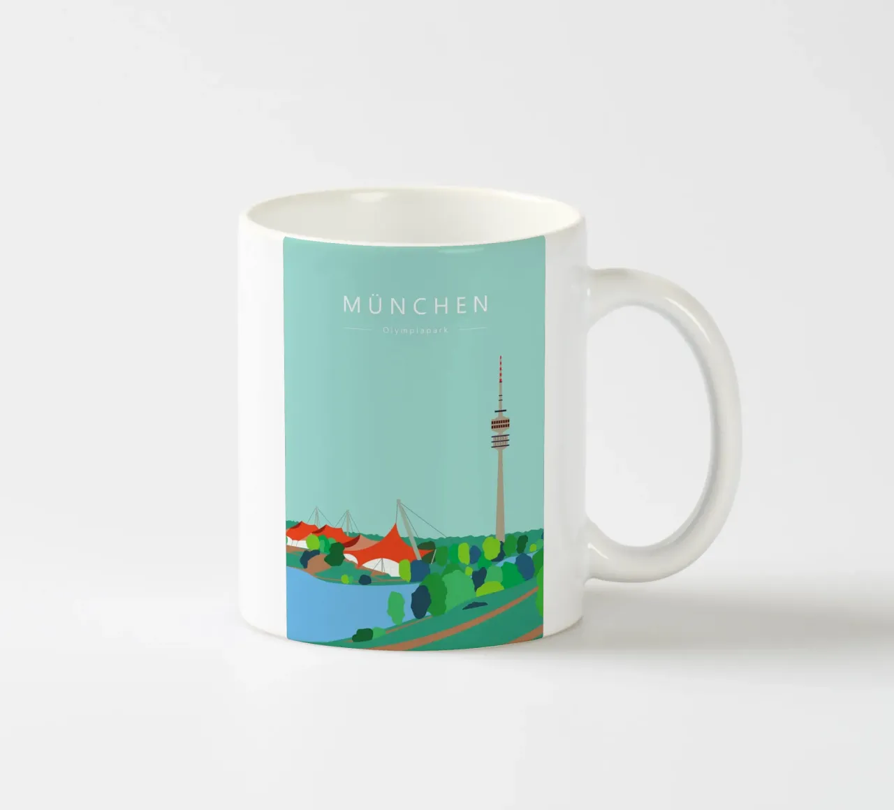 München, Olympiapark mit Olympiaturm, Bayern tazza in ceramica da Taimanta
