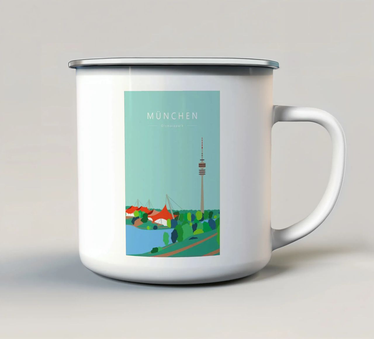 München, Olympiapark mit Olympiaturm, Bayern tazza in smalto da Taimanta