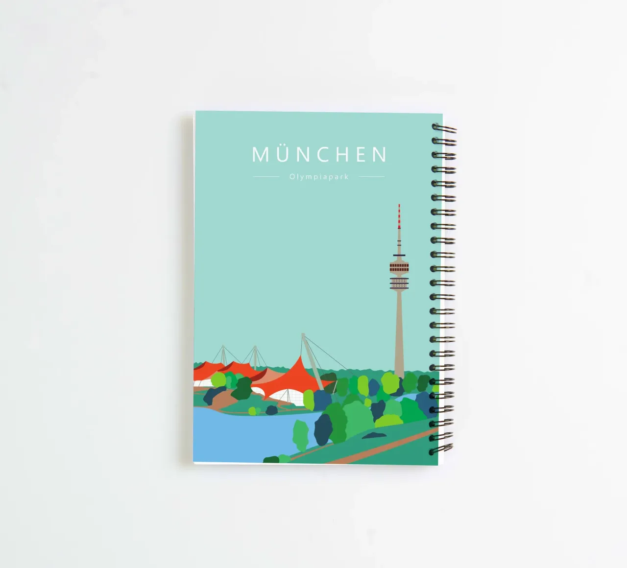 München, Olympiapark mit Olympiaturm, Bayern spiral notebook by Taimanta