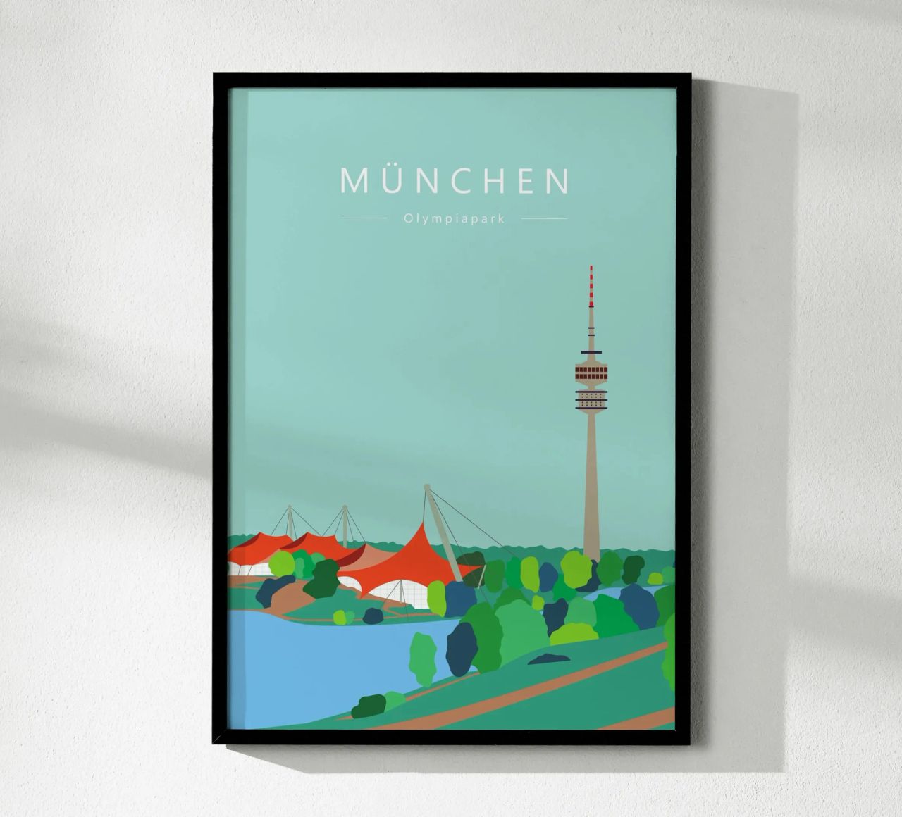 München, Olympiapark mit Olympiaturm, Bayern Poster von Taimanta