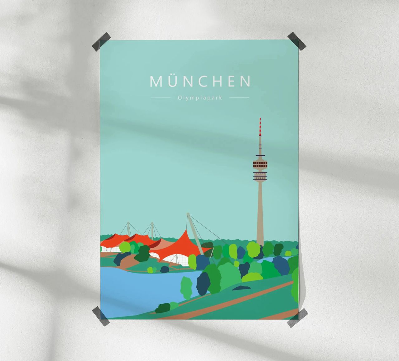München, Olympiapark mit Olympiaturm, Bayern Poster von Taimanta