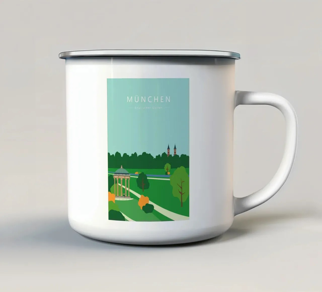 München, Englischer Garten, Bayern enamel mug by Taimanta