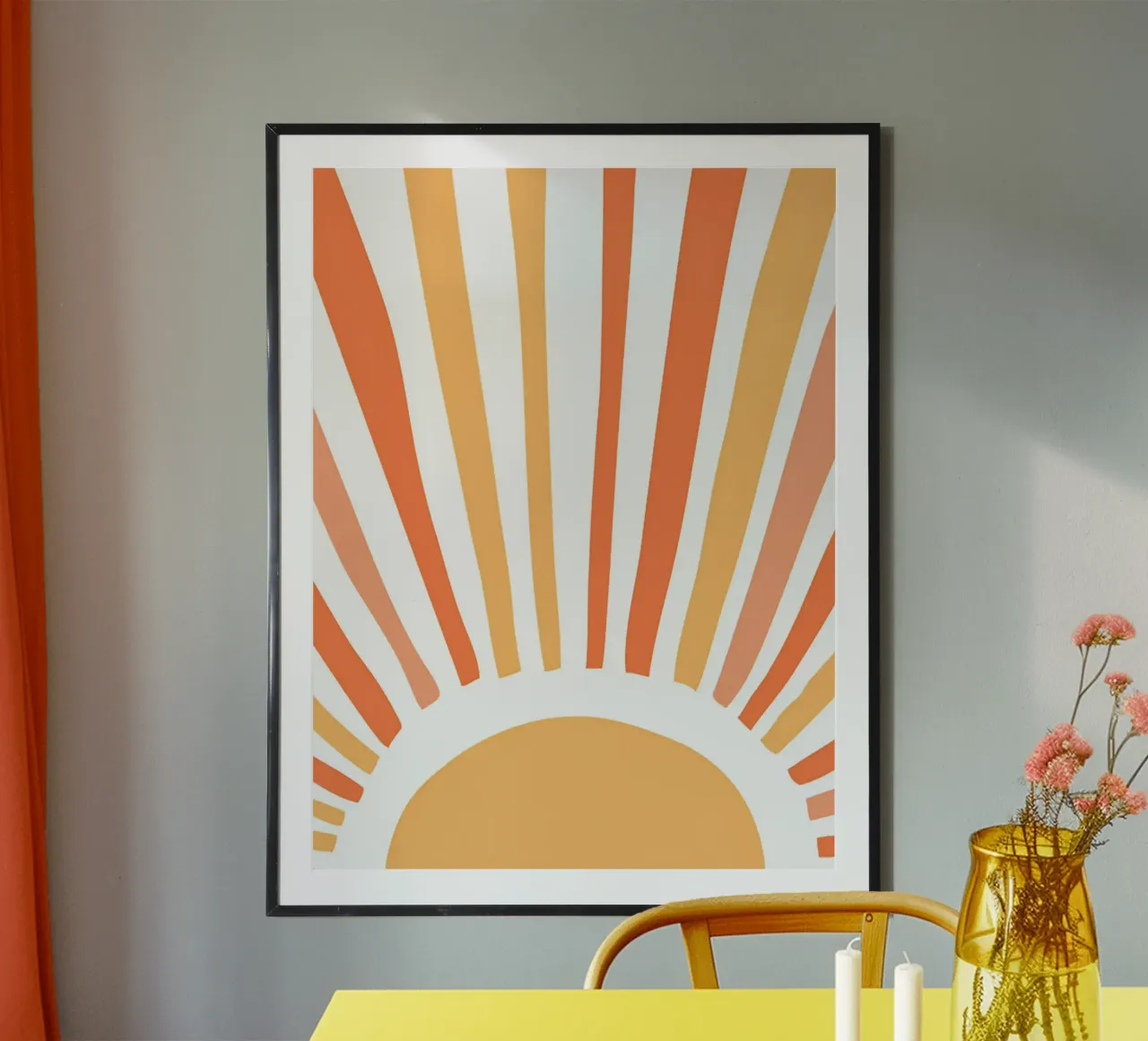 Poster con raggi di sole, arte per la camera dei bambini, stampa vivace poster con telaio in alluminio da Little Lola