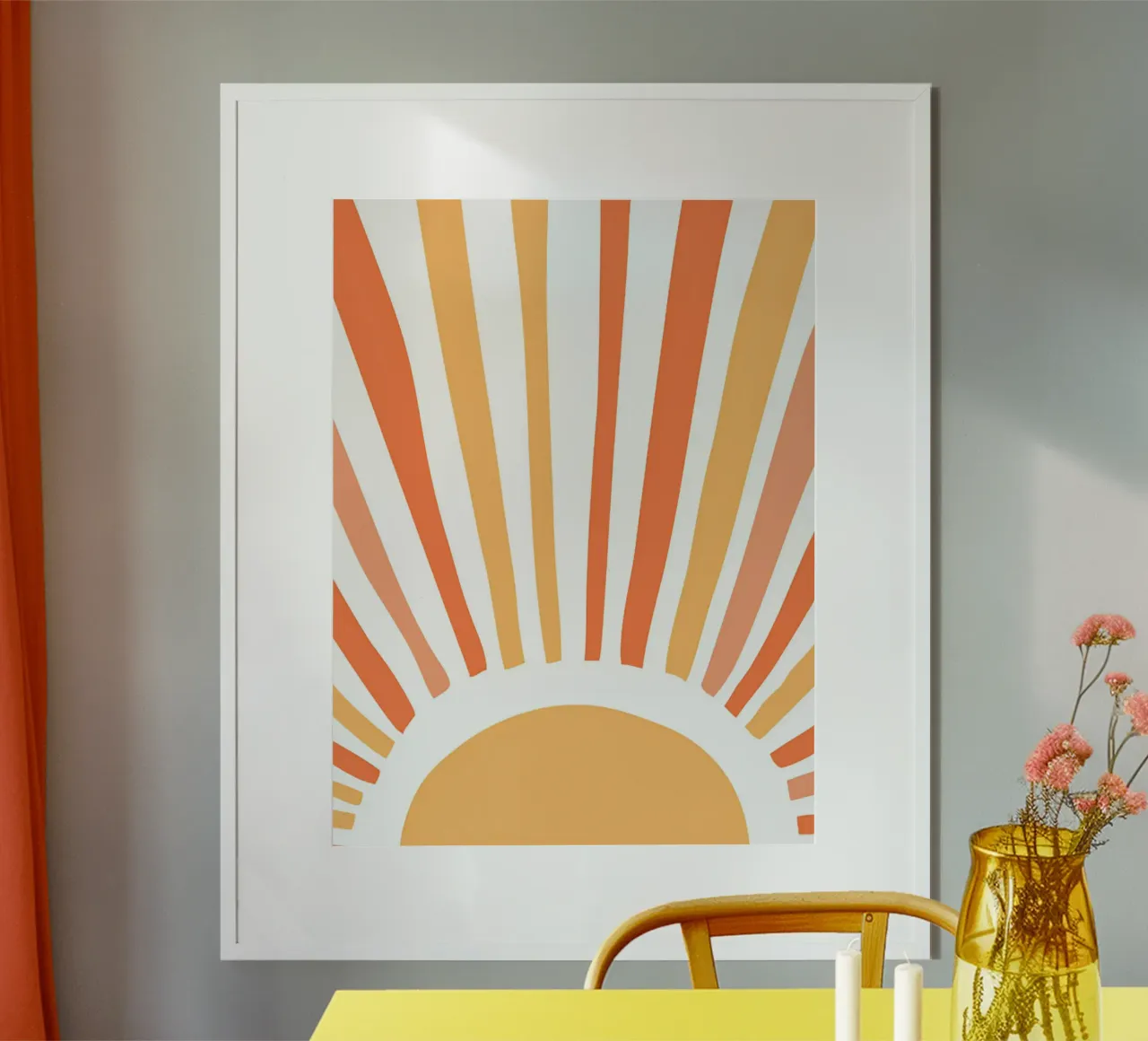 Poster con raggi di sole, arte per la camera dei bambini, stampa vivace poster con telaio in alluminio da Little Lola