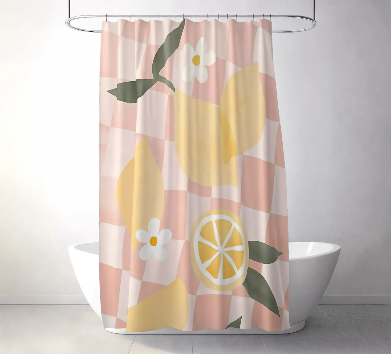 Imprimé sur le citron, poster sur le citron, art sur les fruits rideau de douche de Boheme
