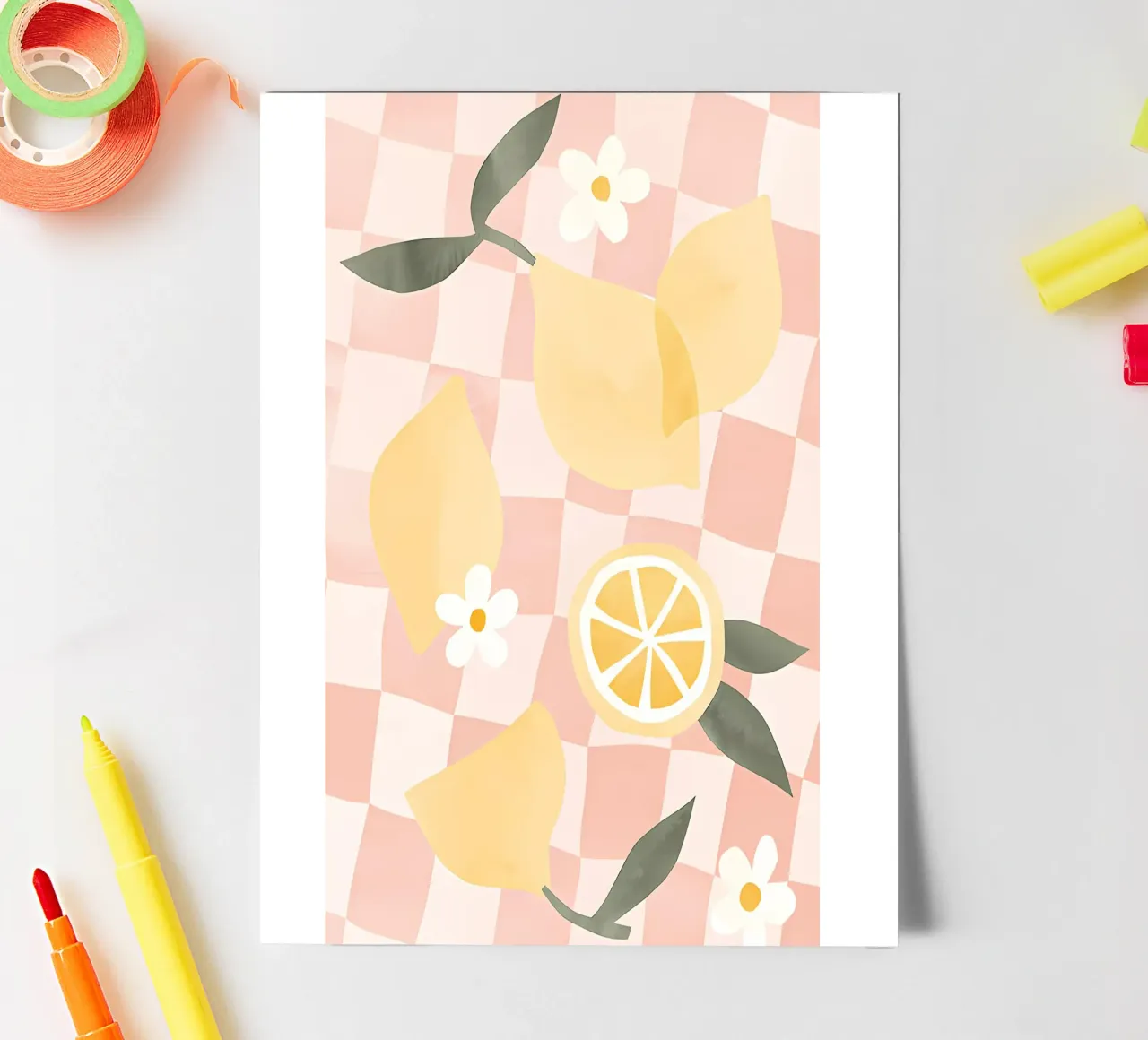 Zitrone Druck, Zitrone Poster, Obst Kunst Stickerbogen von Boheme