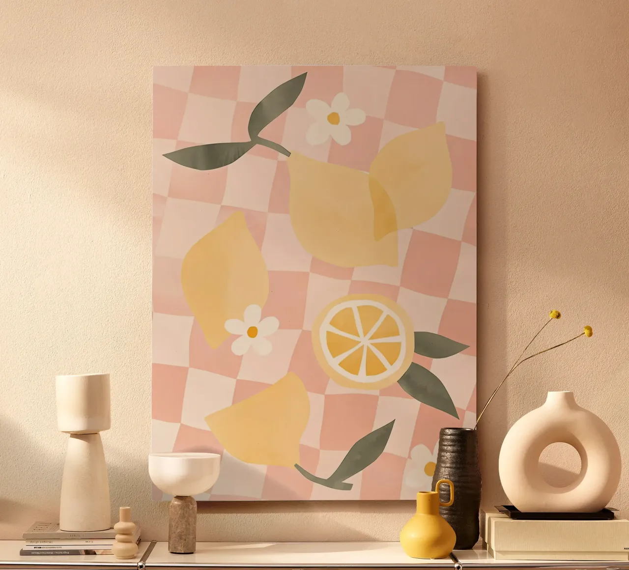 Zitrone Druck, Zitrone Poster, Obst Kunst Alu-Dibond von Boheme