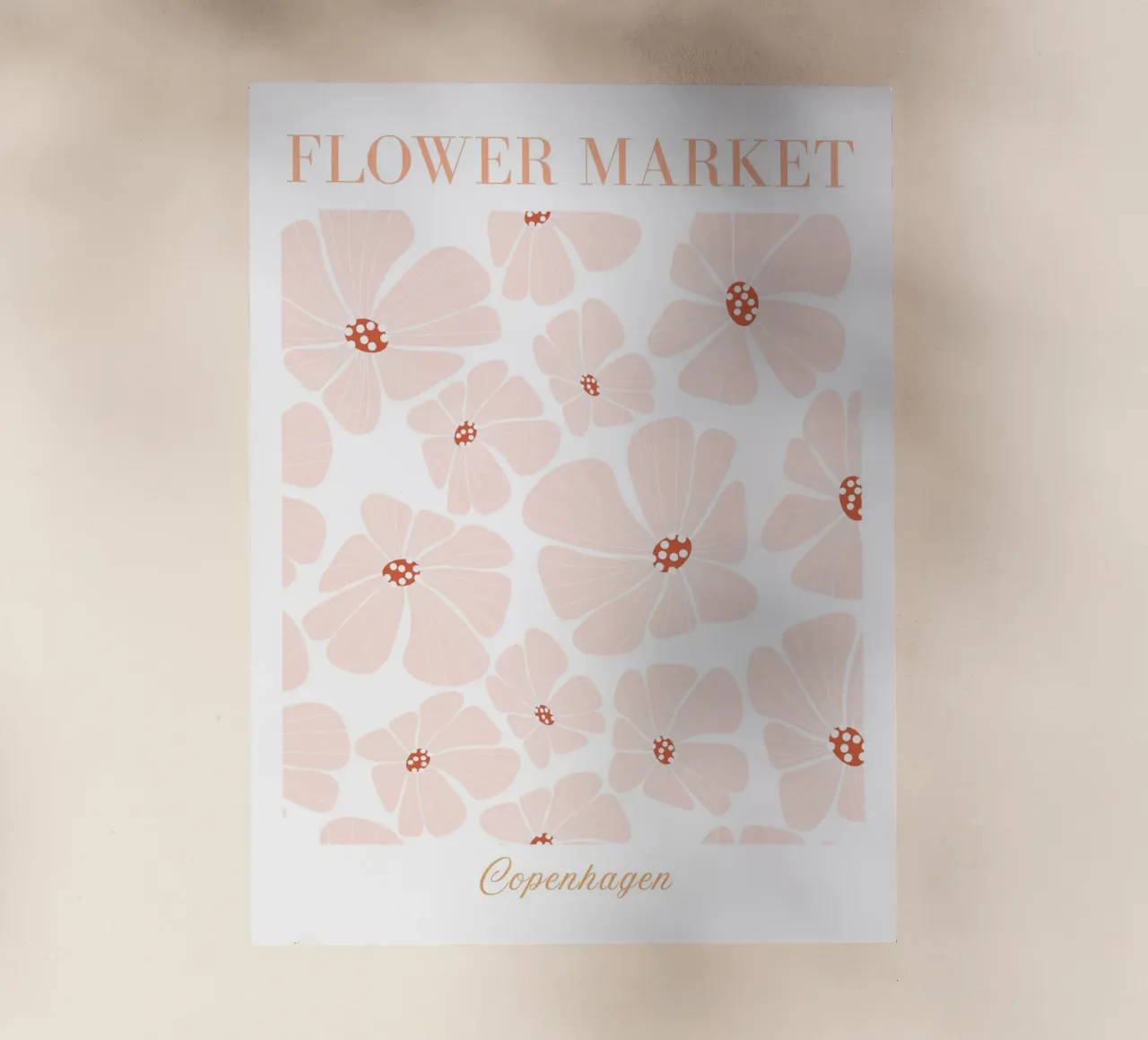 Mercato dei fiori di Copenhagen, stampa a fiori rosa pellicola backlit da Boheme