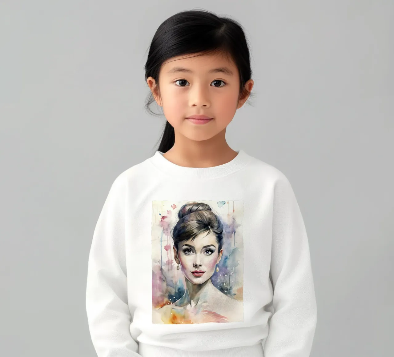 Audrey Hepburn in acquerello felpa bambino da ARTVI-SHOP