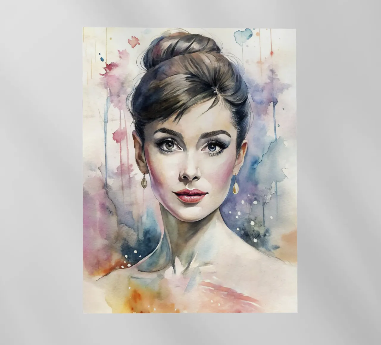 Audrey Hepburn in acquerello pellicola backlit da ARTVI-SHOP
