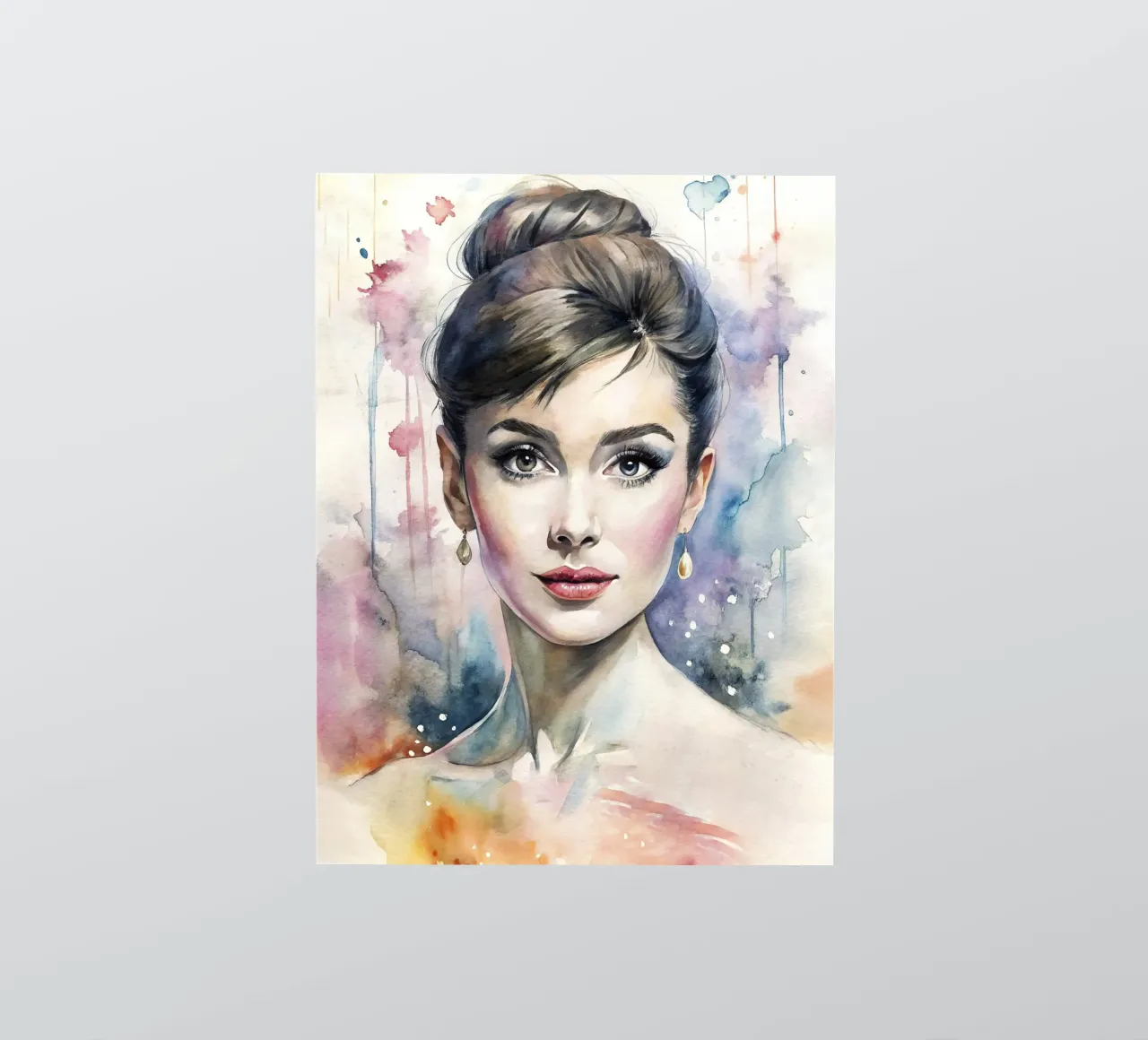 Audrey Hepburn in acquerello adesivo da 🎁 ARTVI-SHOP