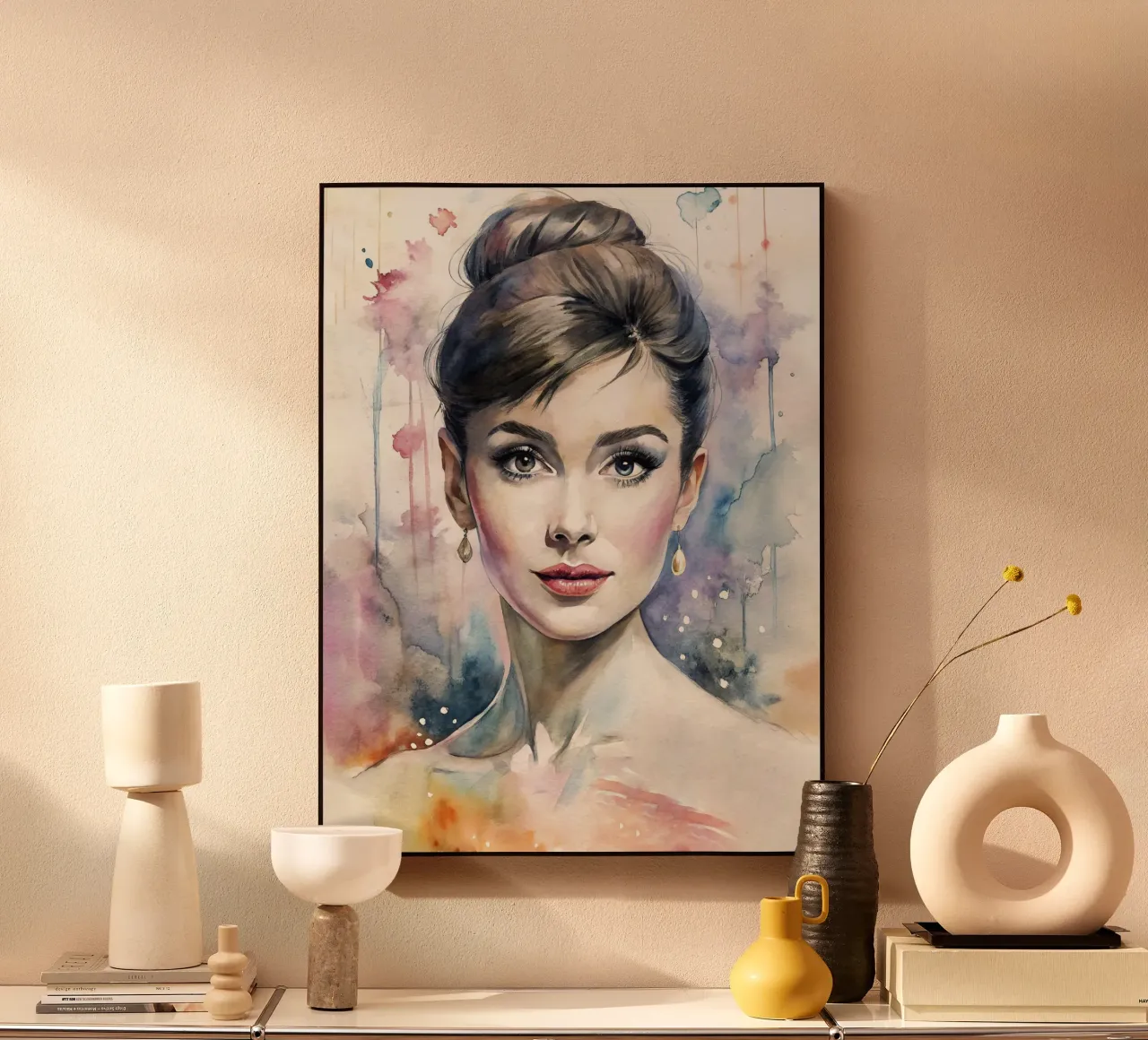 Audrey Hepburn in acquerello plexiglass da ARTVI-SHOP