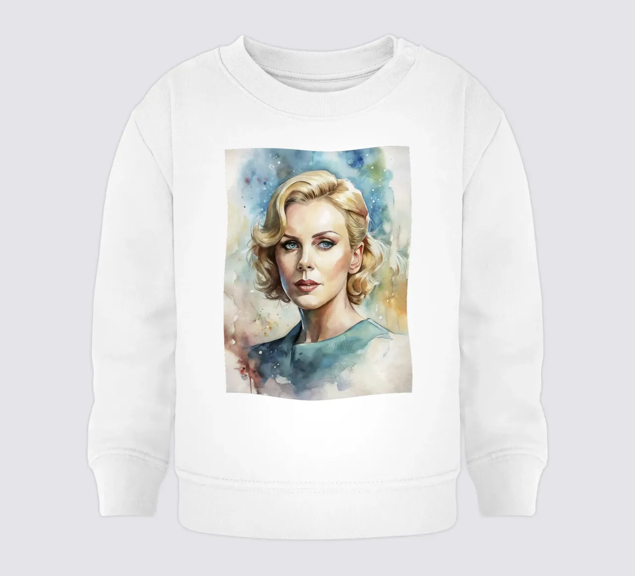 Charlize Theron in acquerello felpa neonato da ARTVI-SHOP