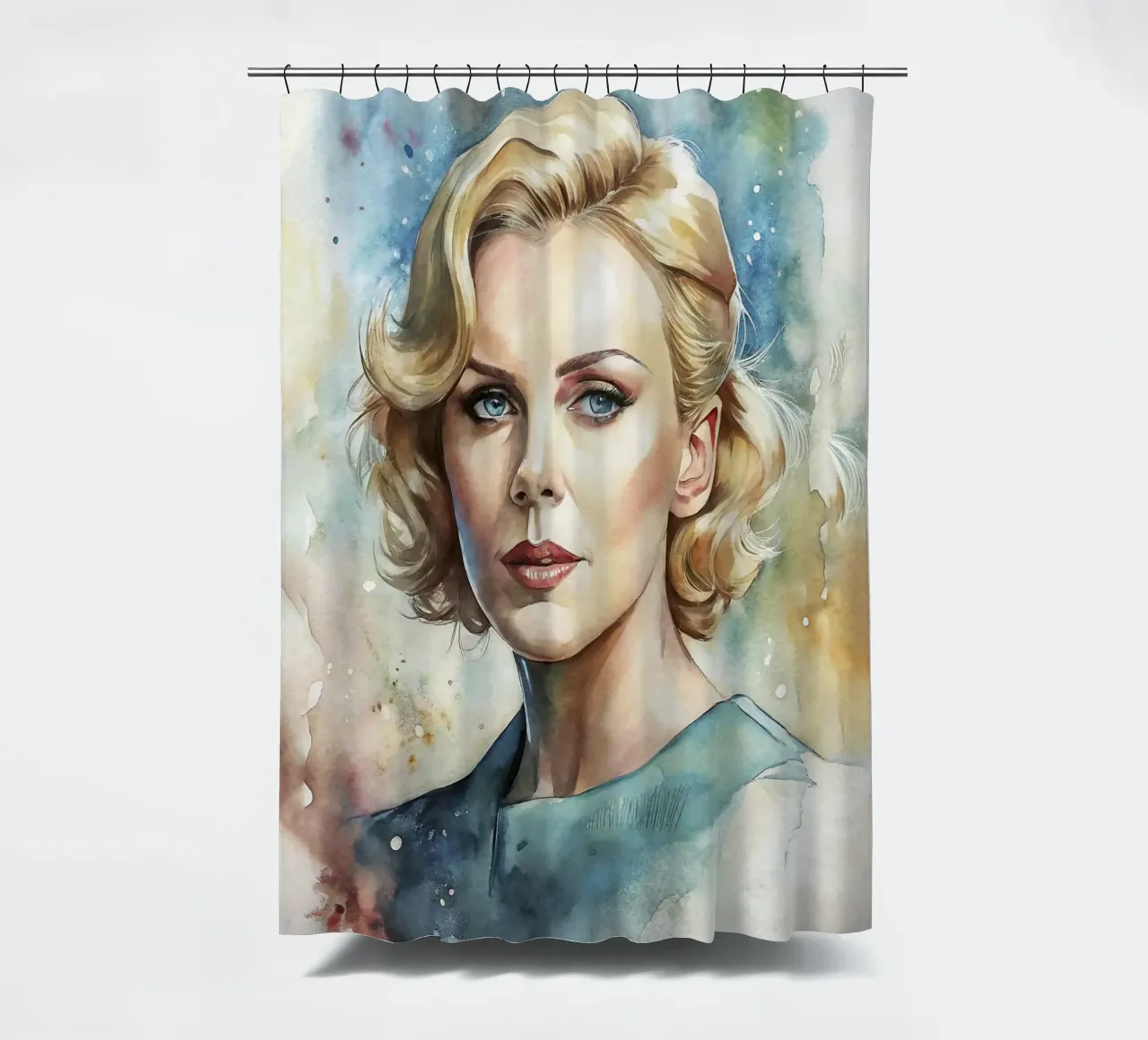 Charlize Theron in acquerello tenda da doccia da 🎁 ARTVI-SHOP