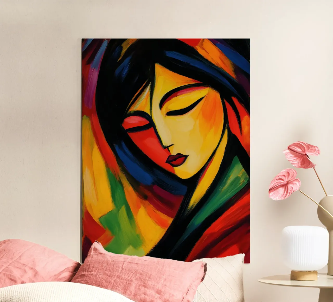 Ritratto di giovane donna al sole di primavera poster con telaio in plastica da Autofocus