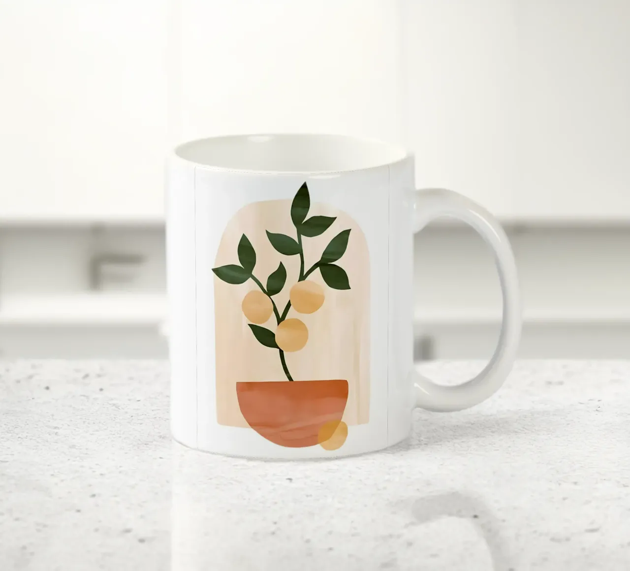Abstract Art, Lemon Poster, Modern Print, Mediterranean Art ceramic mug by Boheme