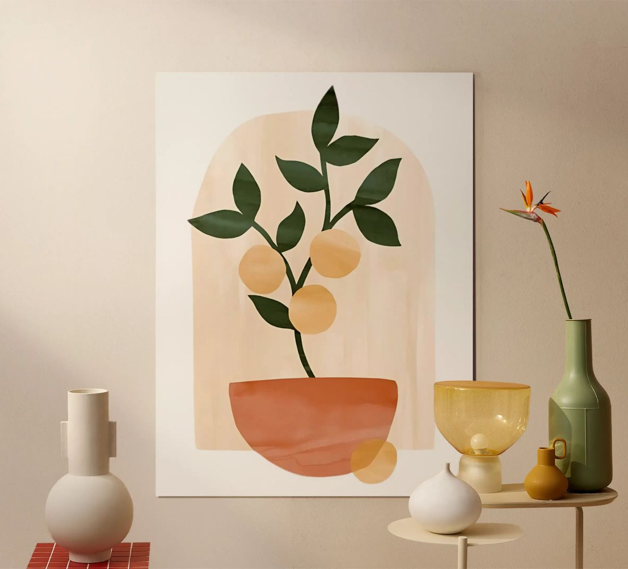 Abstrakte Kunst, Zitrone Poster, Moderner Druck, Mediterrane Kunst Poster von Boheme