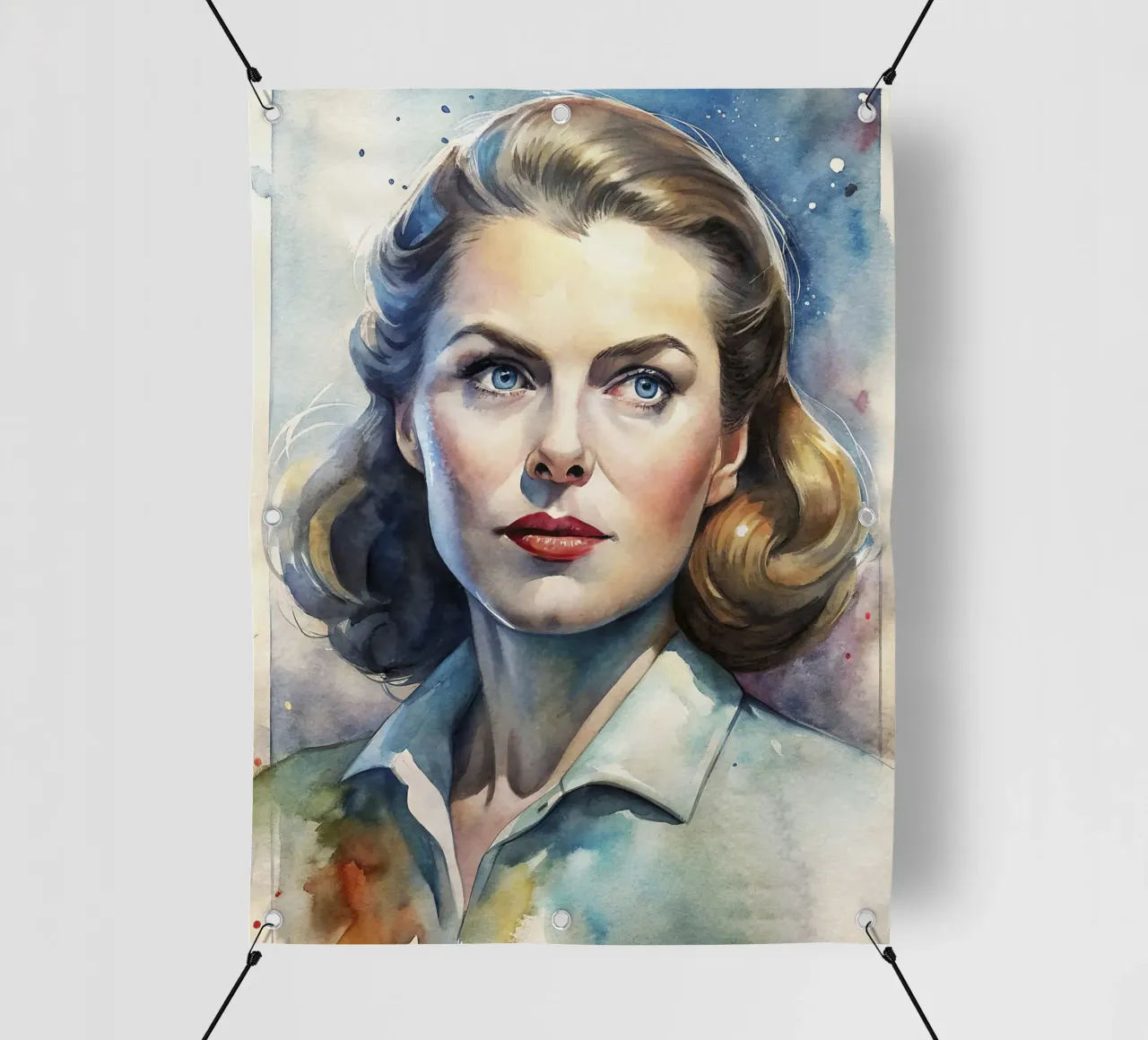 Ingrid Bergman in acquerello telo in pvc da ARTVI-SHOP