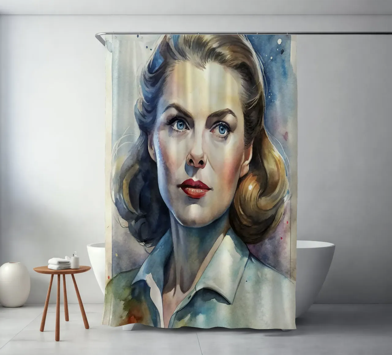 Ingrid Bergman in acquerello tenda da doccia da 🎁 ARTVI-SHOP