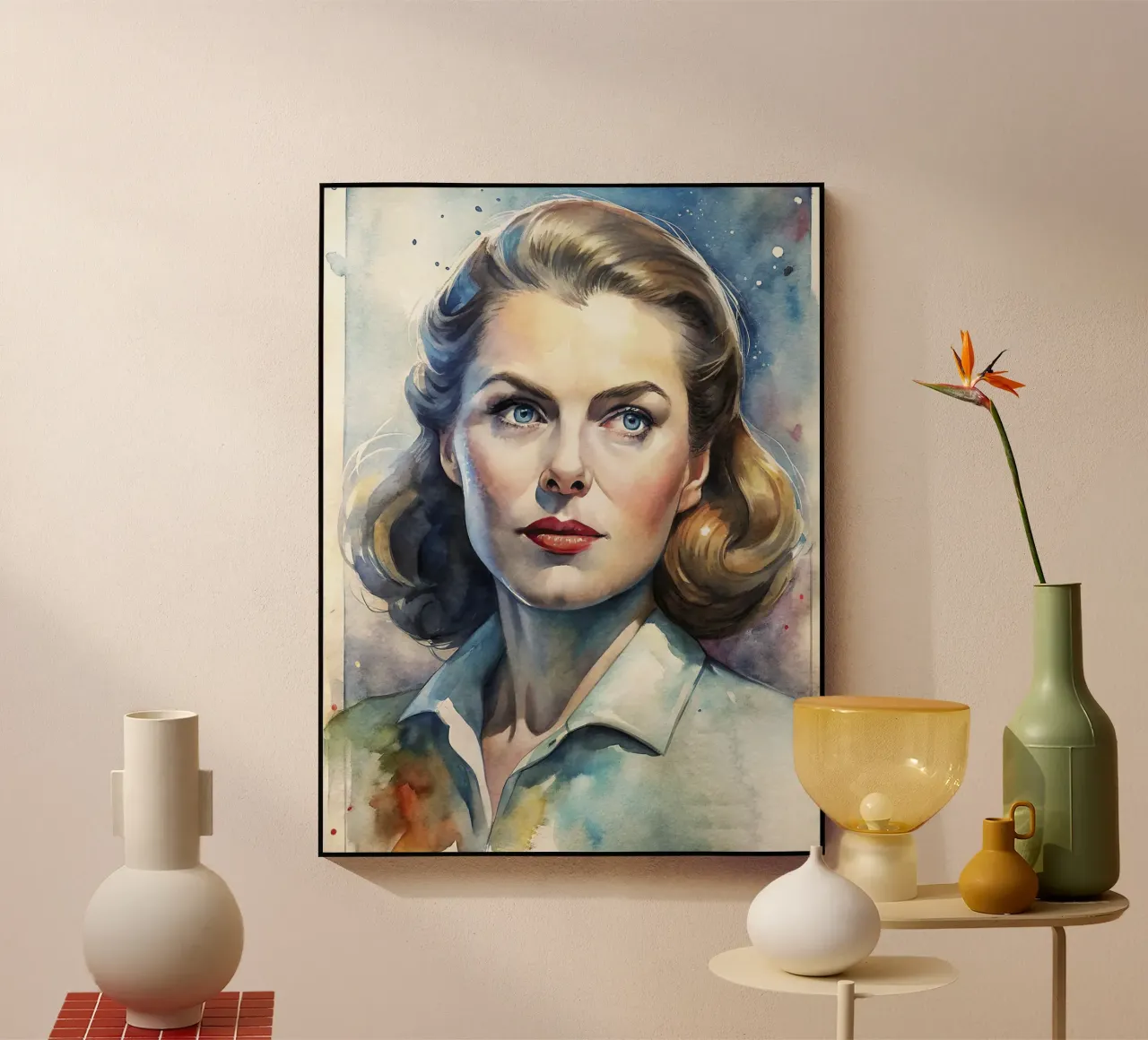 Ingrid Bergman in acquerello plexiglass da ARTVI-SHOP