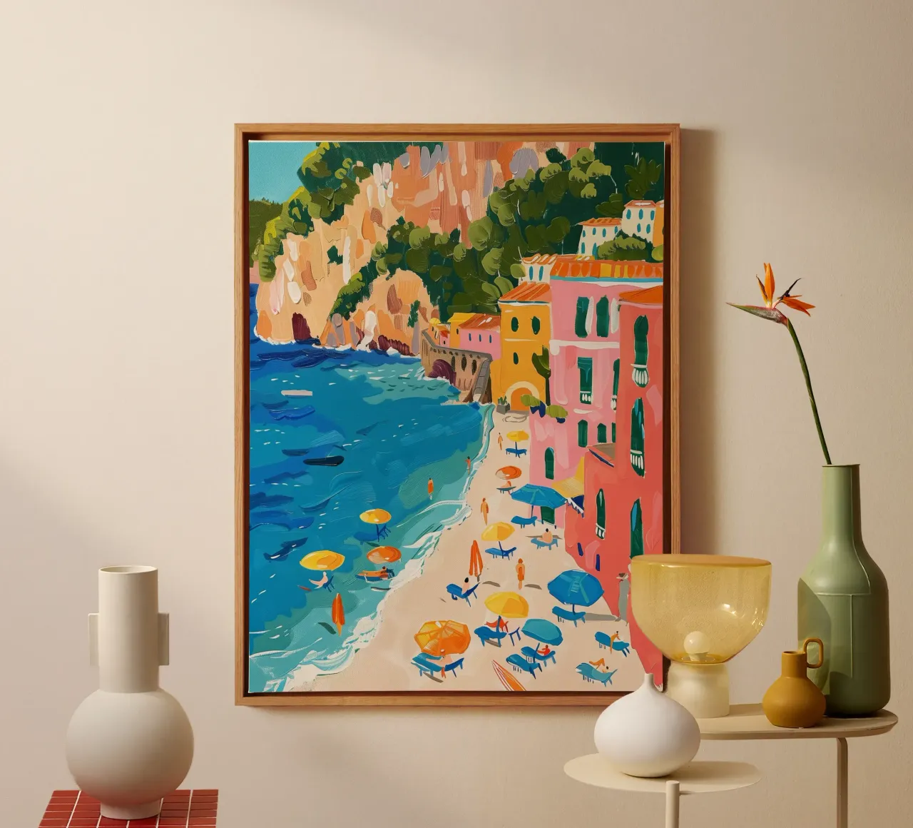 Poster Italia, arte italiana tela con Cornice a cassetta da DolceVita