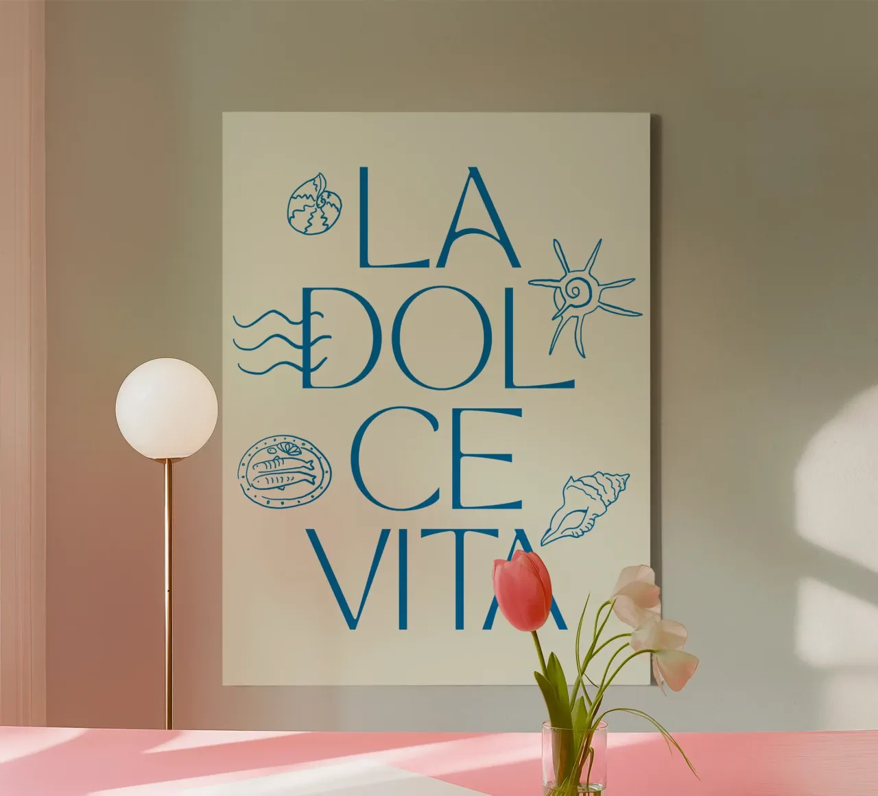 La Dolce Vita, Sea Shell Print tela con Cornice a cassetta da DolceVita