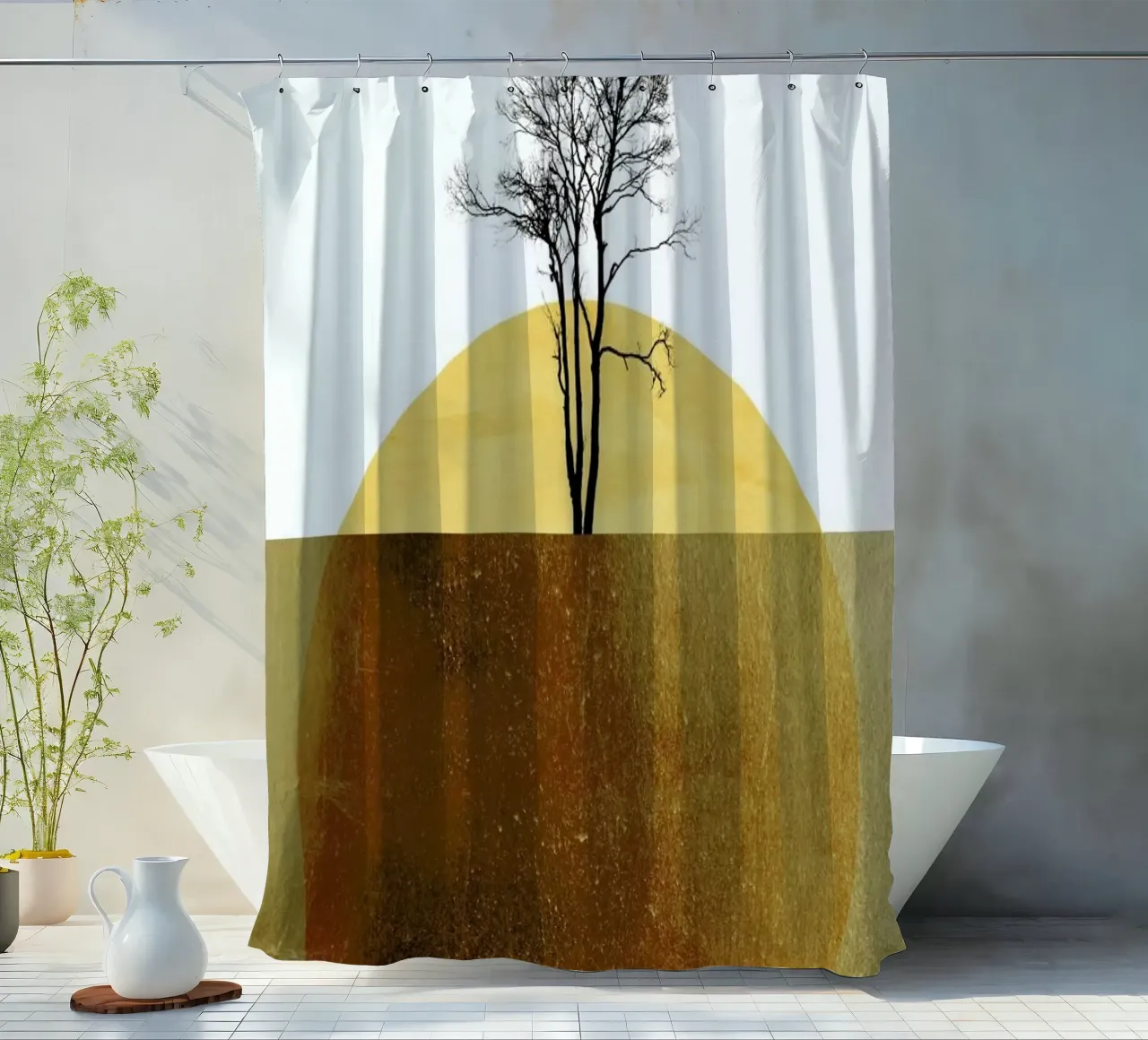 Golden Ocean shower curtain by Kubistika