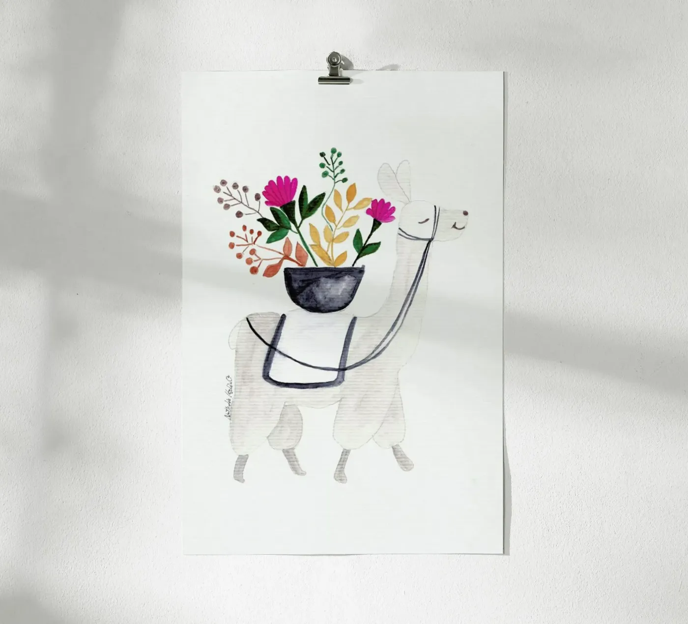 Blumenlama poster van Nathys_illustration