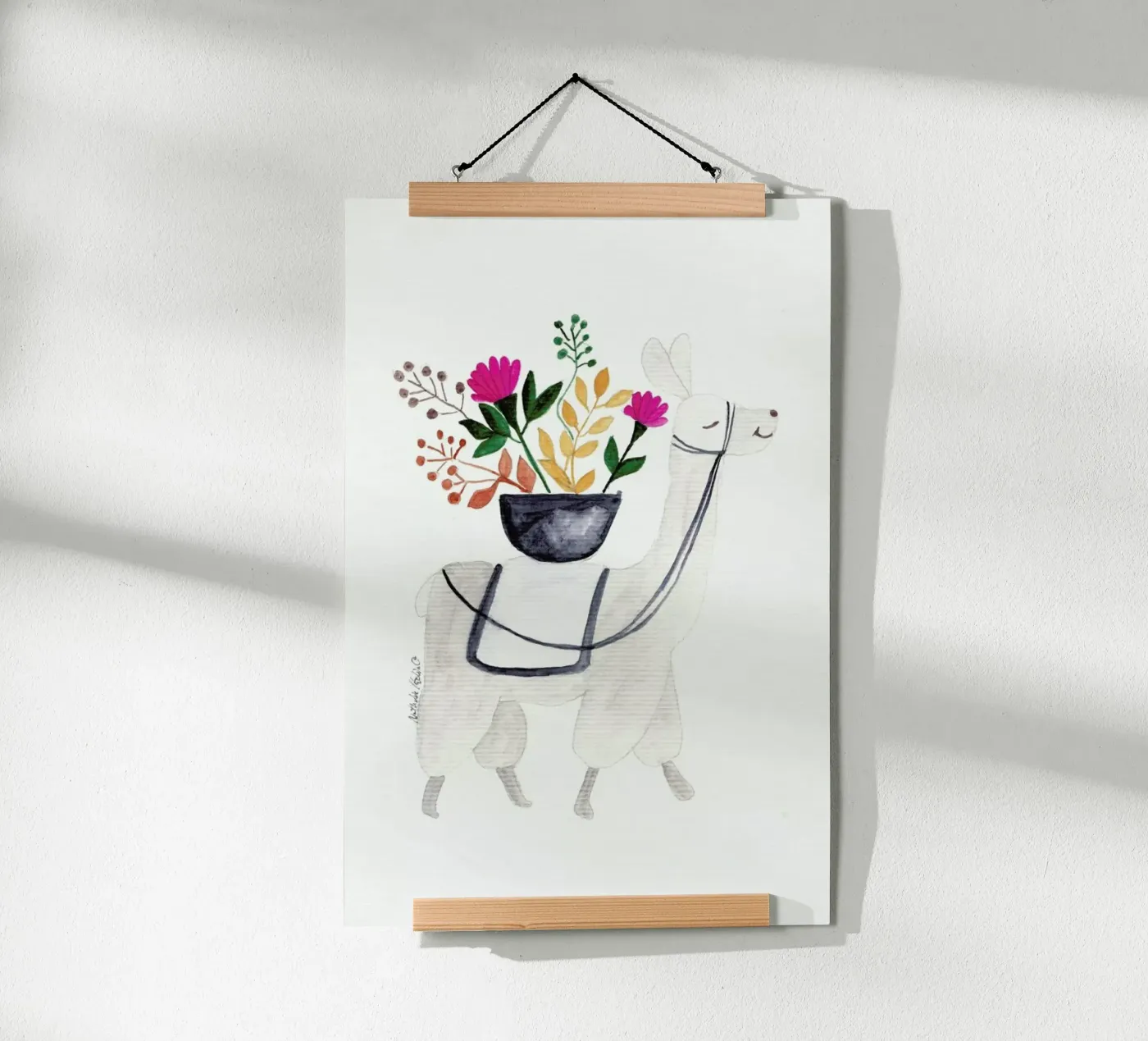 Blumenlama poster van Nathys_illustration