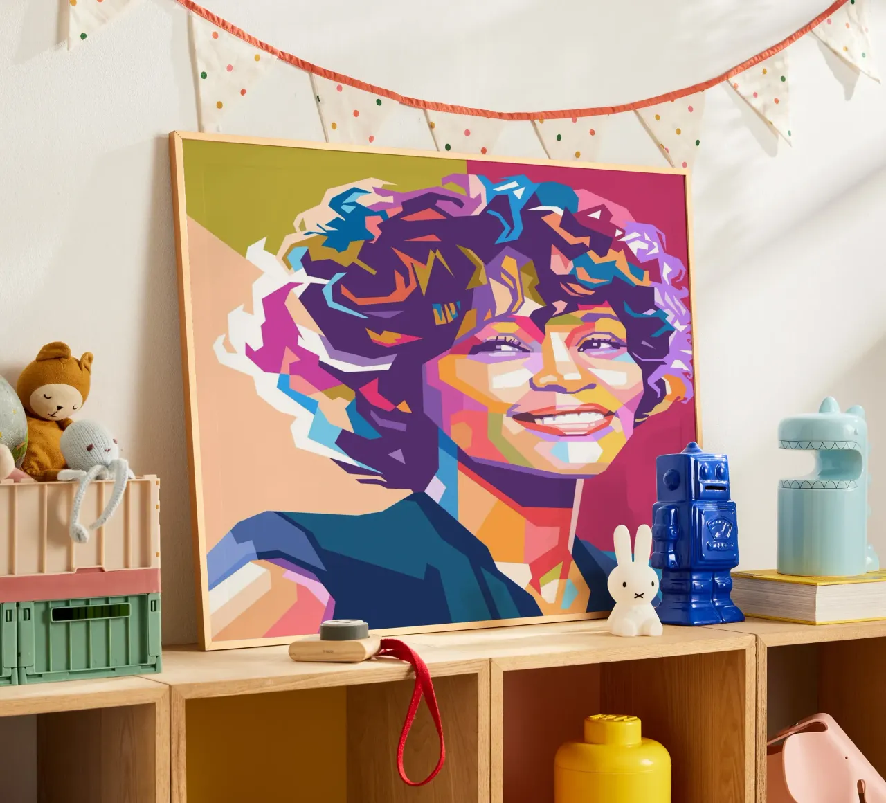 Ritratto pop art di Whitney Houston poster con telaio in alluminio da Hantamrata