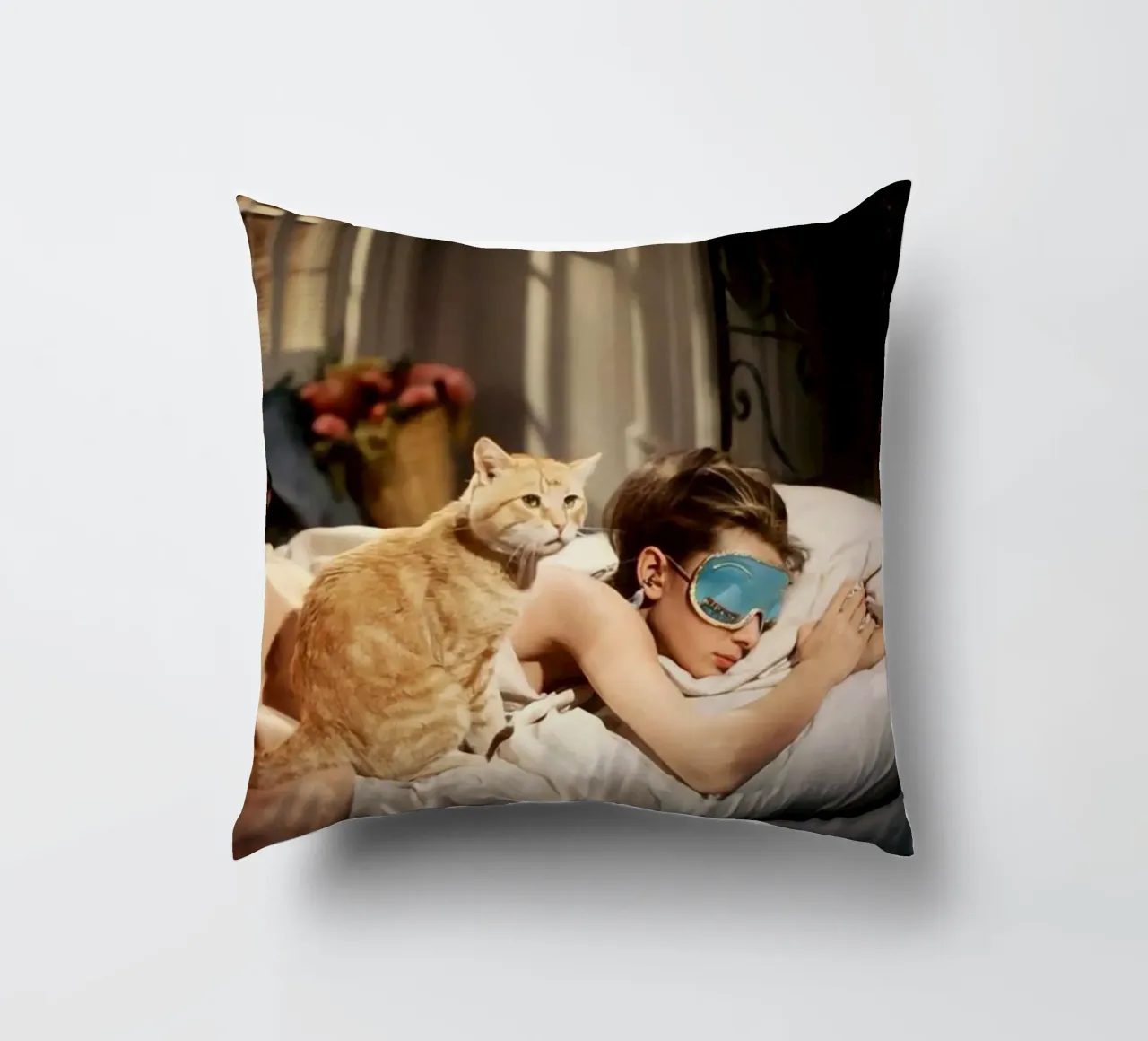 La ragazza dorme con un gatto cuscino da Piere art Shops