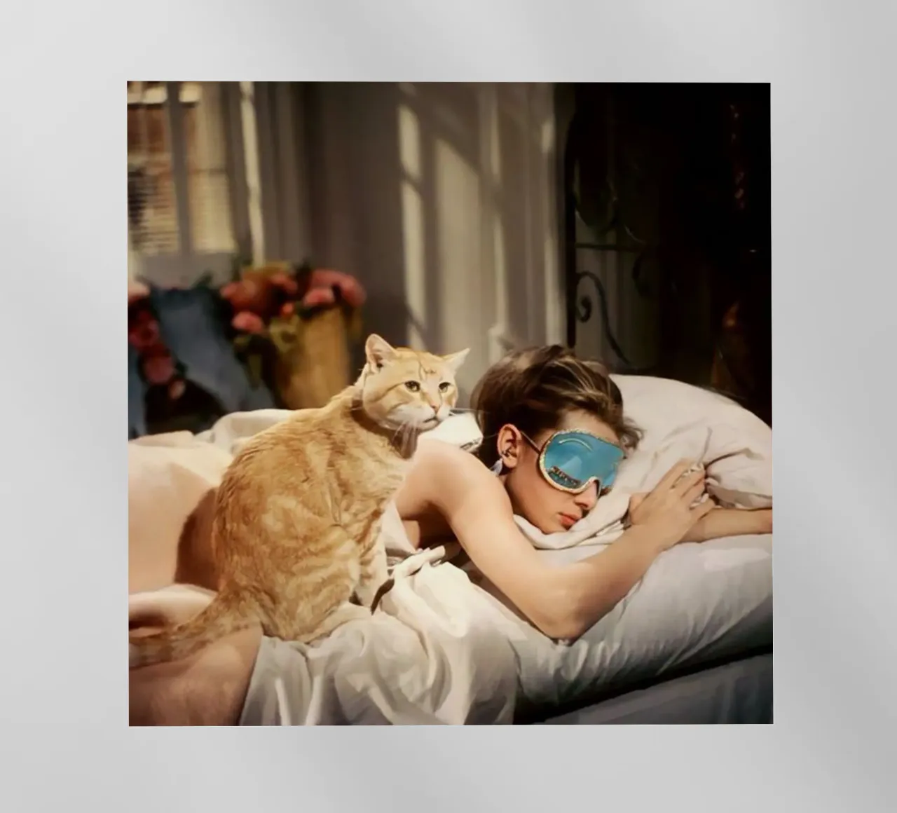 La ragazza dorme con un gatto pellicola backlit da Piere art Shops