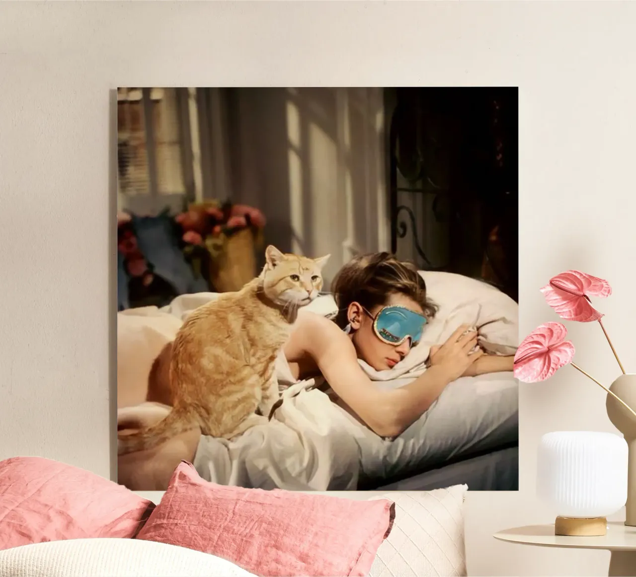 La ragazza dorme con un gatto plexiglass da Piere art Shops