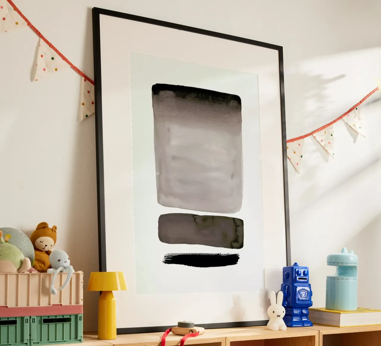 Shades of Grey poster con telaio in legno da Graphite