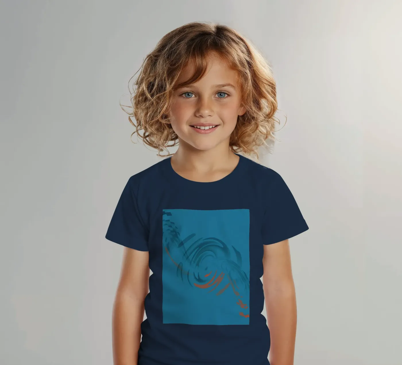 Abstract circular blue pattern Kinder T-Shirt von Something for you