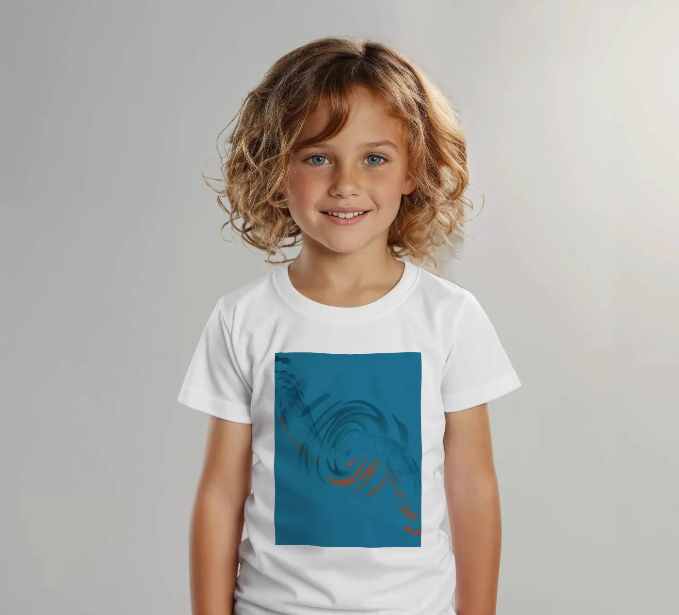 Abstract circular blue pattern Kinder T-Shirt von Something for you