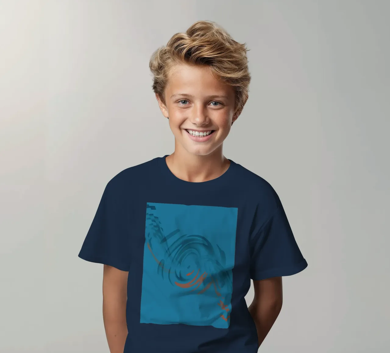 Abstract circular blue pattern t-shirt bambini da Something for you