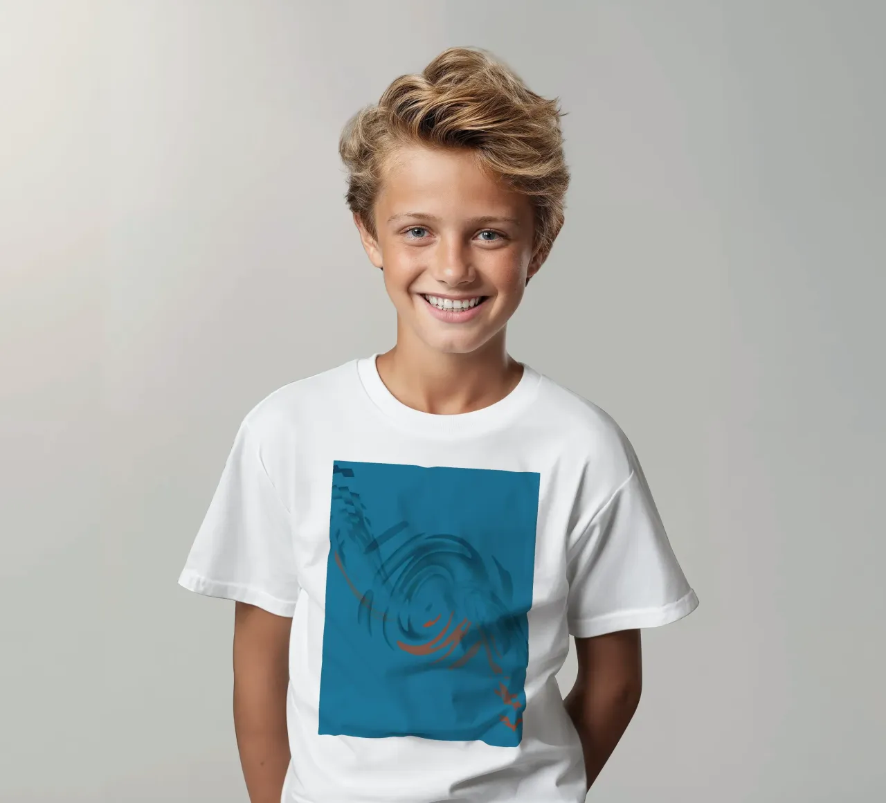 Abstract circular blue pattern t-shirt bambini da Something for you