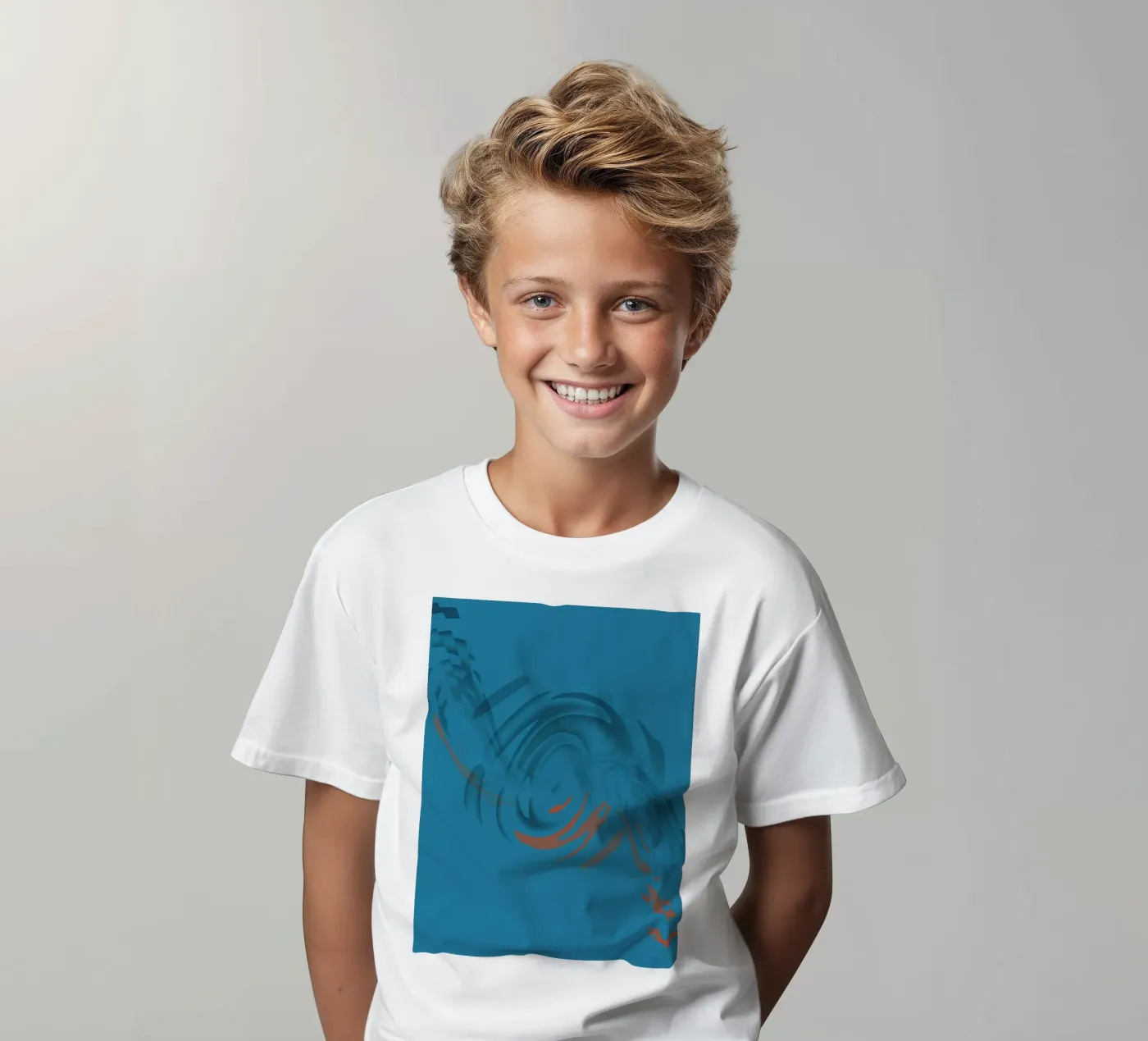 Abstract circular blue pattern Kinder T-Shirt von Something for you