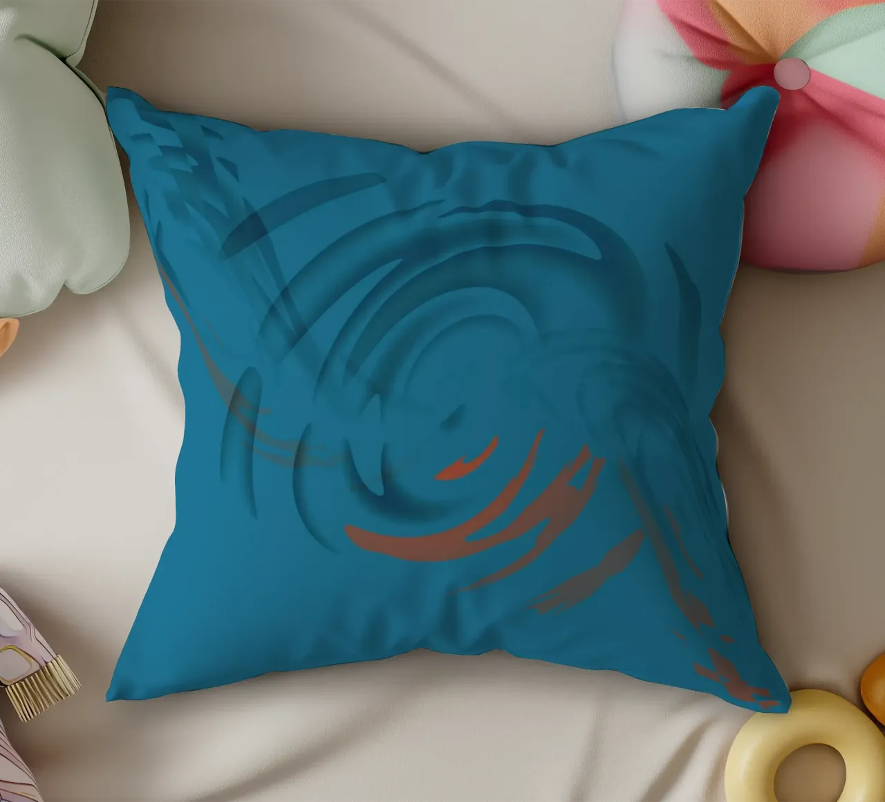 Disegno astratto circolare blu cuscino da Something for you