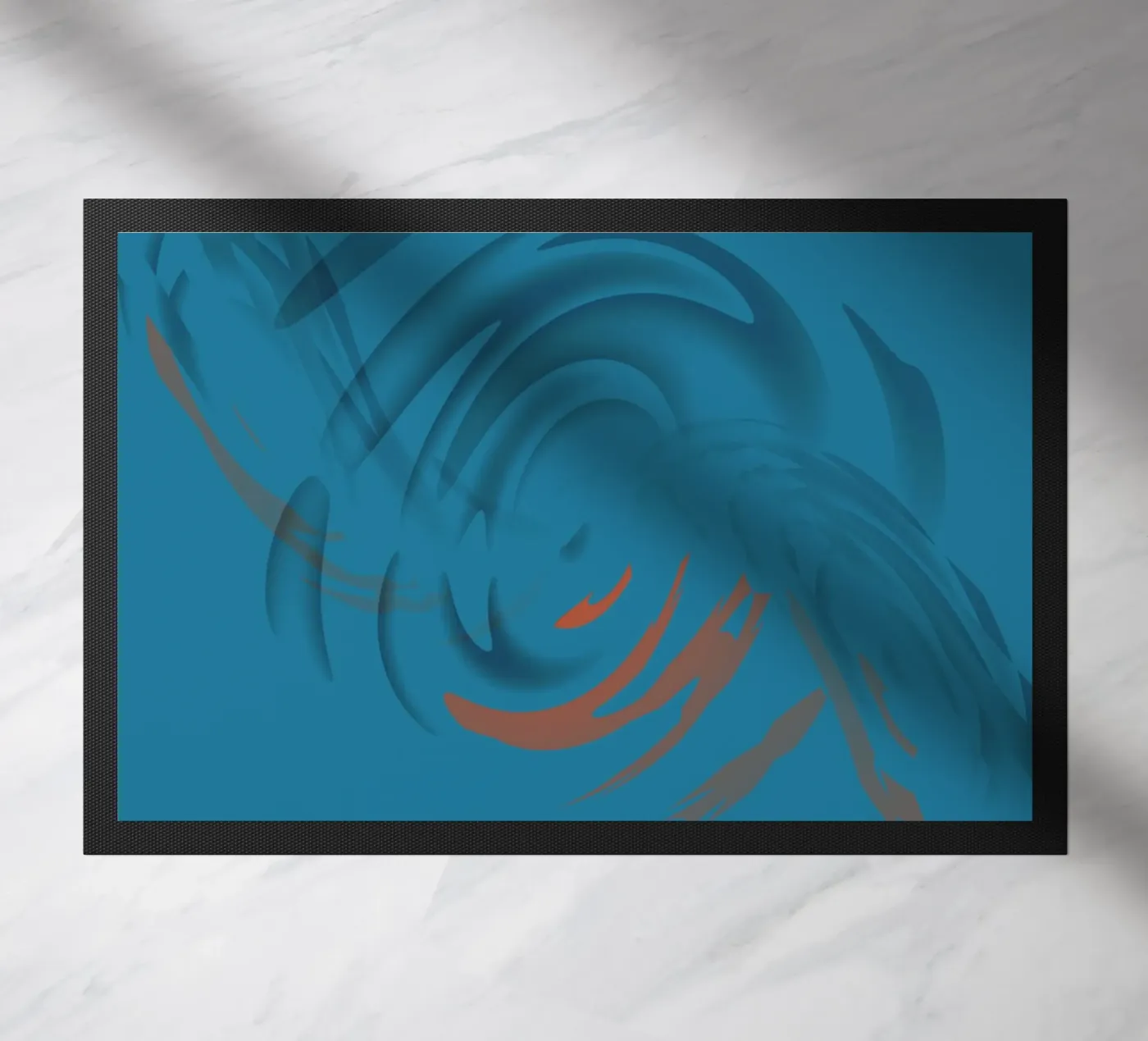 Abstract circular blue pattern Fußmatte von Something for you