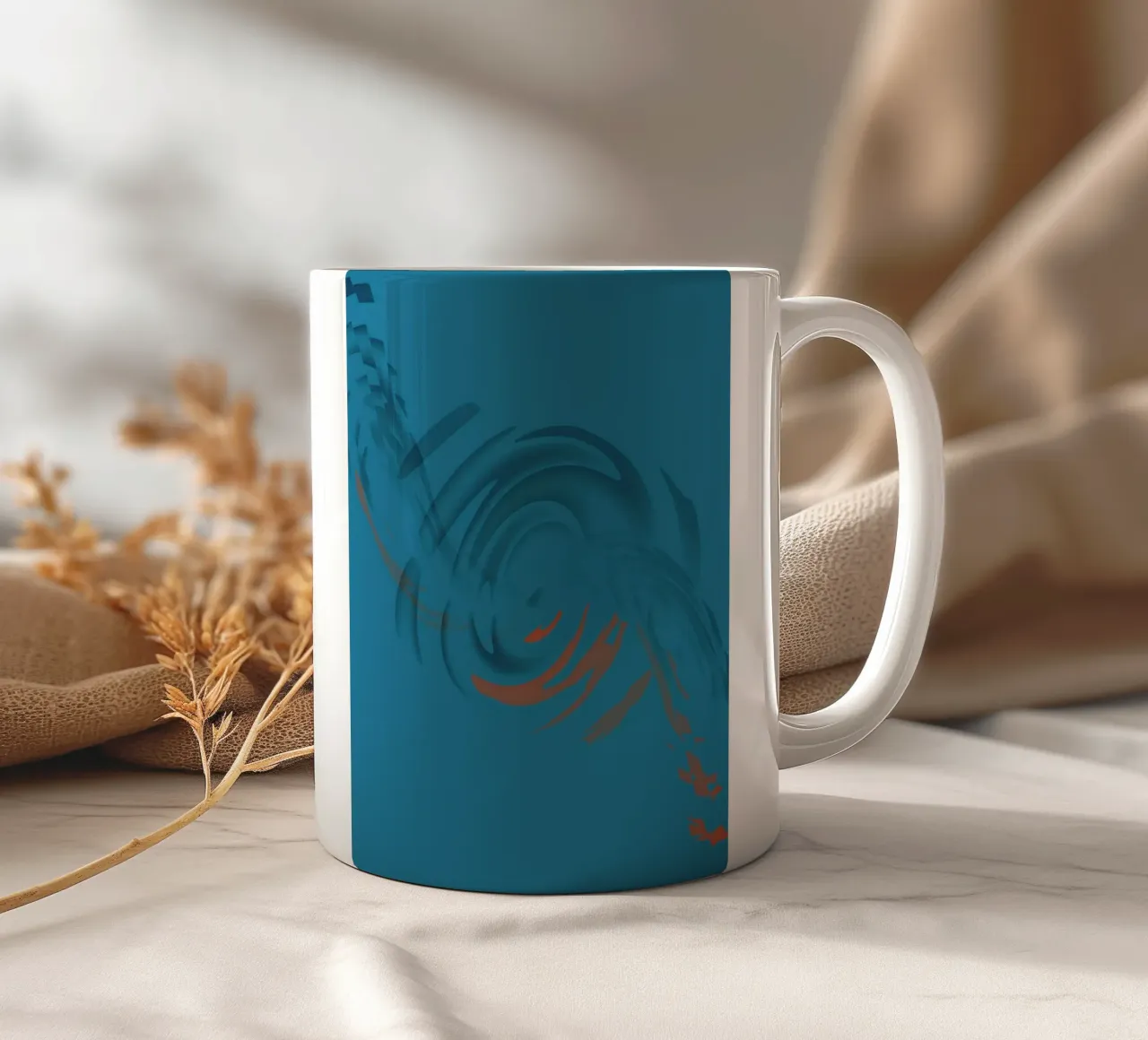 Abstract circular blue pattern ceramic mug by Something for you