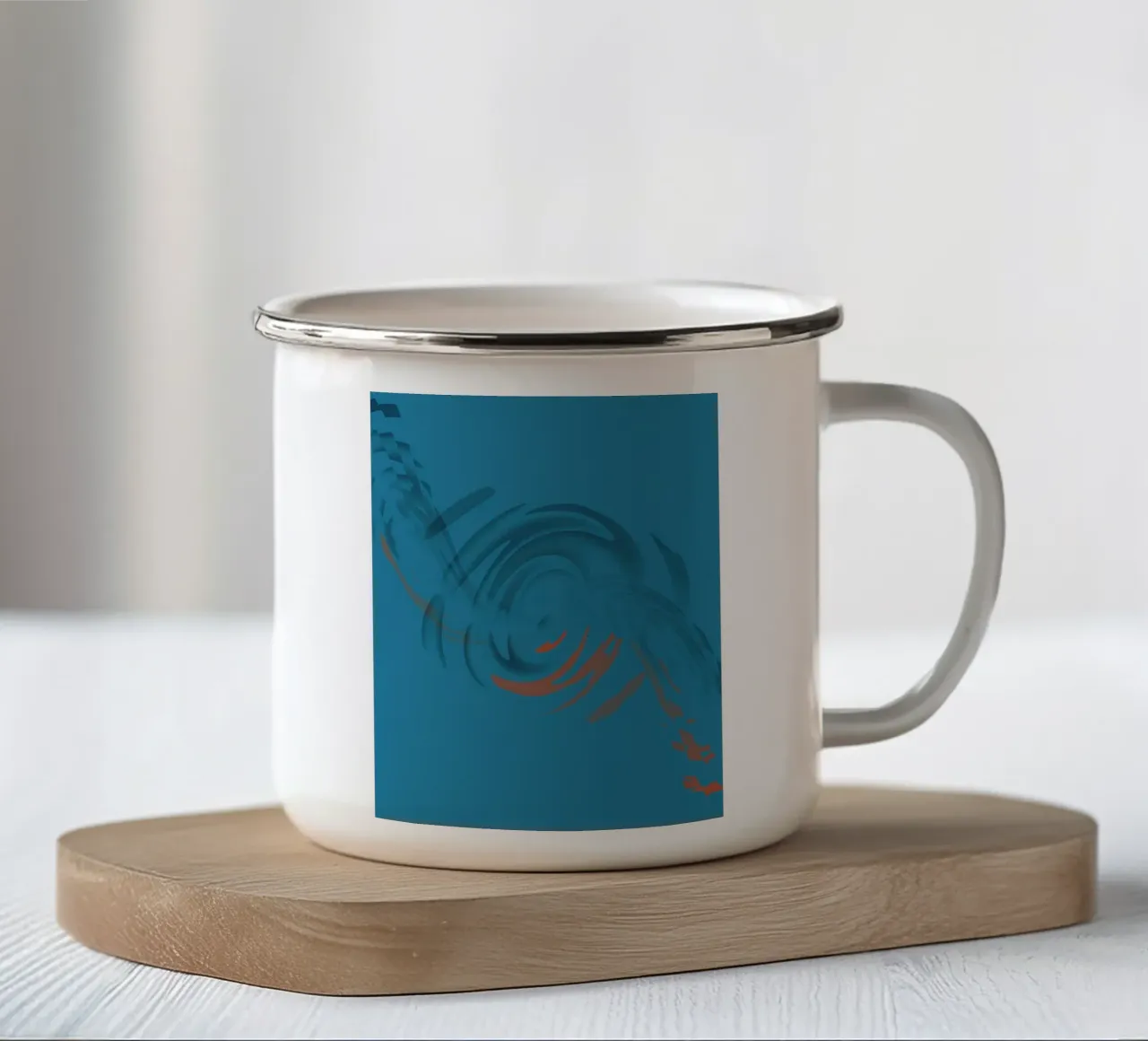 Abstraktes kreisförmiges blaues Muster Emaille Tasse von Something for you