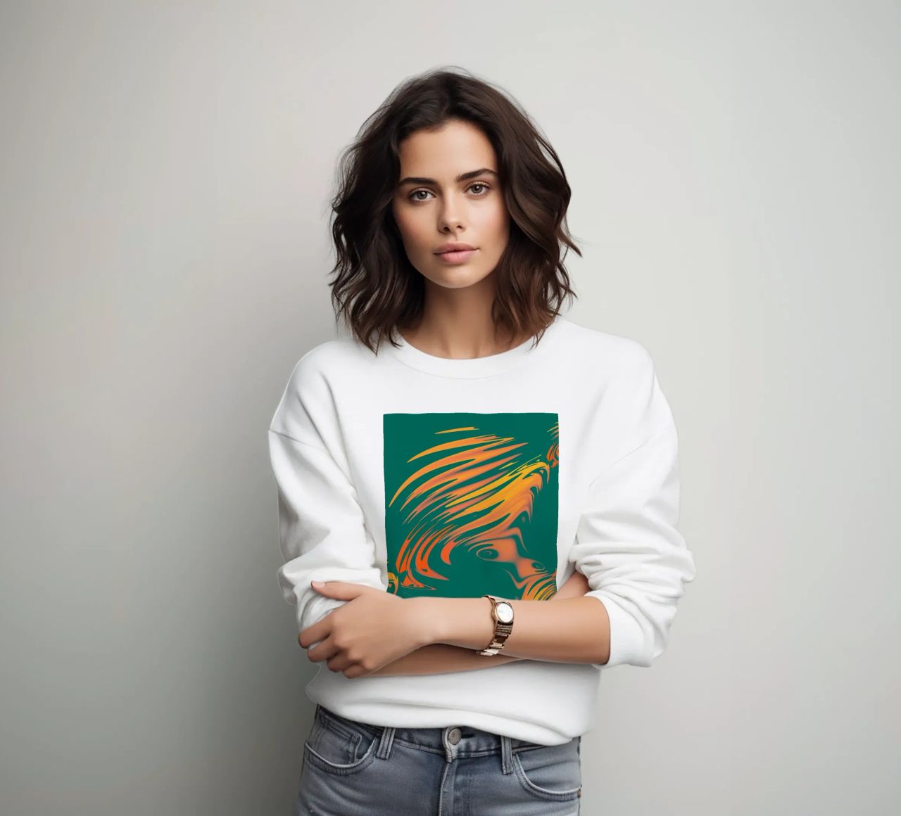 Abstract colourful pattern Lines and waves sweatshirt by Something for you