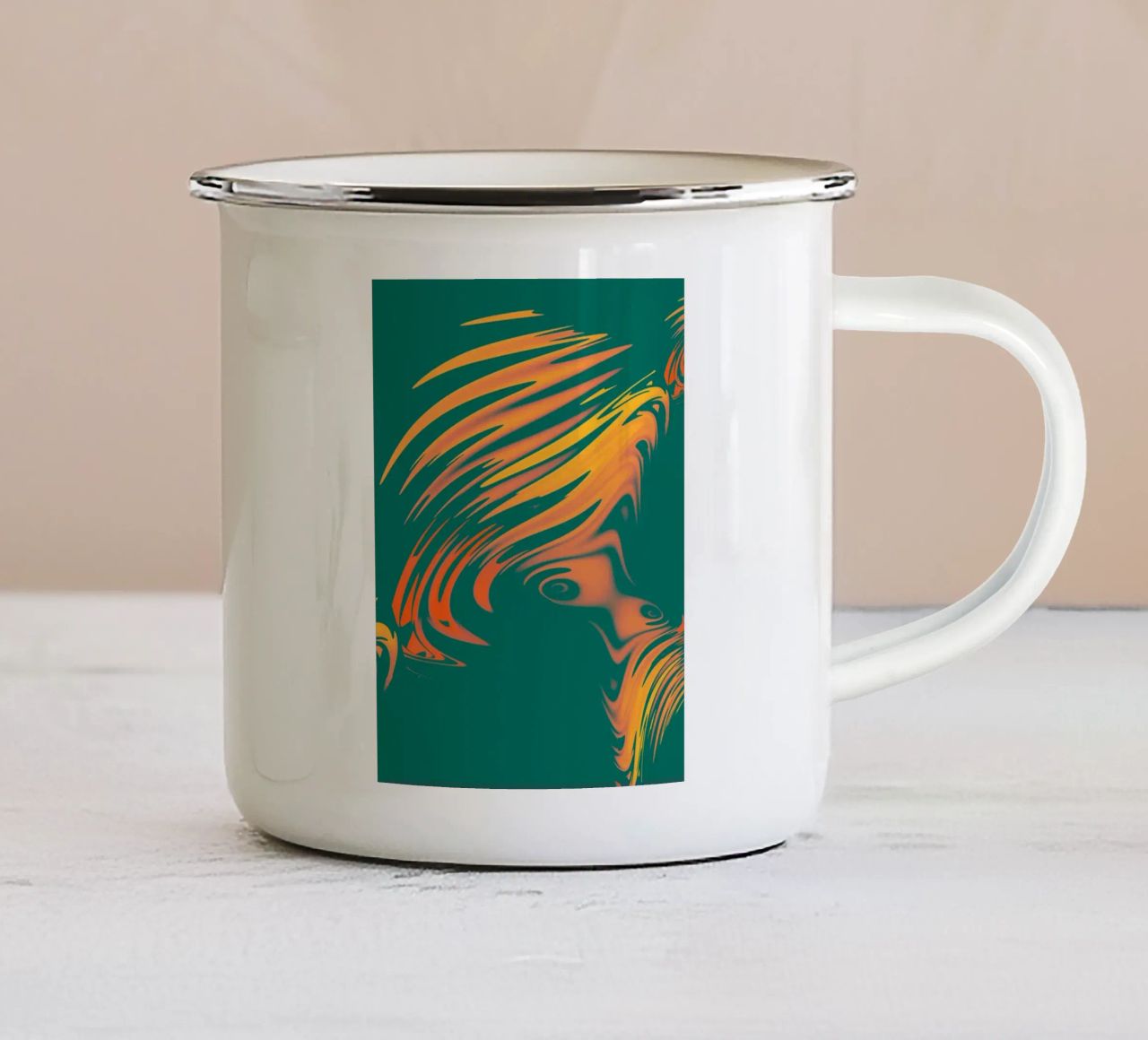 Abstract colourful pattern Lines and waves enamel mug by Something for you